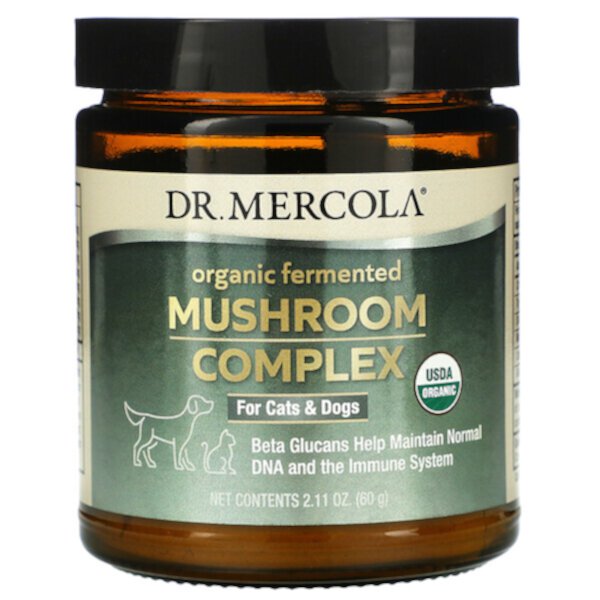 Комплекс органических ферментированных грибов, для кошек и собак, 2,11 унции (60 г) Dr. Mercola