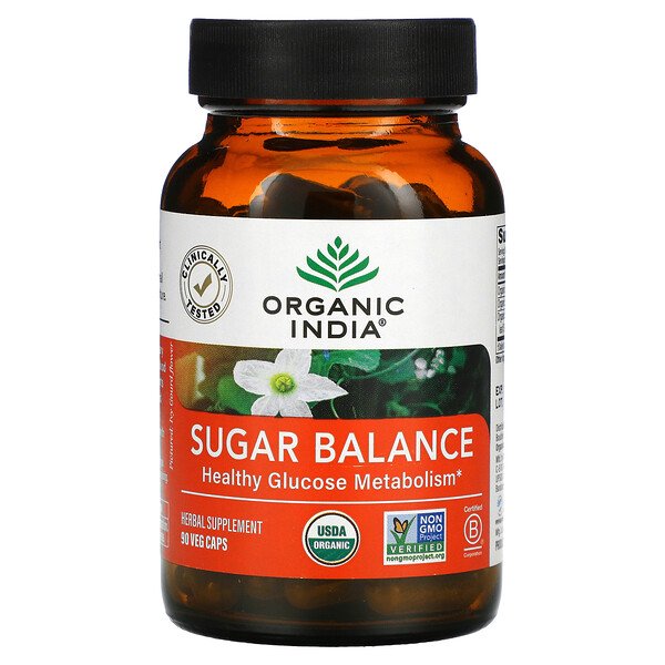 Sugar Balance, Здоровый метаболизм глюкозы, 90 растительных капсул Organic India