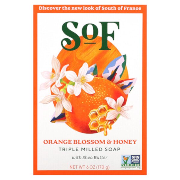 Orange Blossom Honey, Мыло французского помола с органическим маслом ши, 6 унций (170 г) SoF