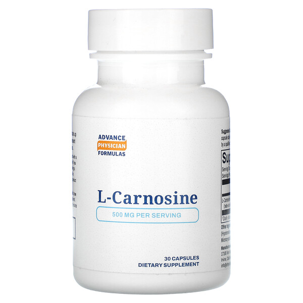 L-карнозин, 500 мг, 30 капсул Advance Physician Formulas
