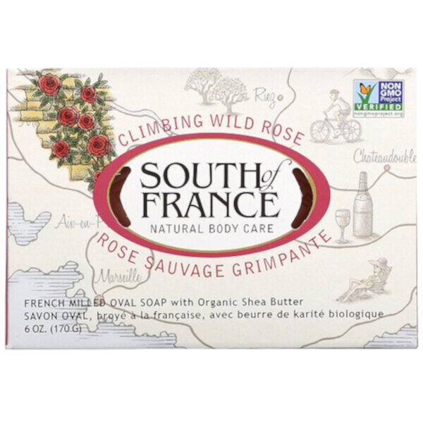 Climbing Wild Rose, Овальное мыло французского помола с органическим маслом ши, 6 унций (170 г) South of France