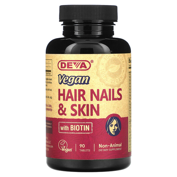 Vegan Hair Nails & Skin с биотином, 90 таблеток Deva