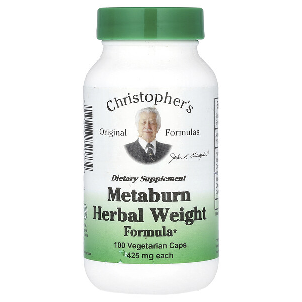 Metaburn Herbal Weight Formula, 425 мг, 100 вегетарианских капсул Christopher's