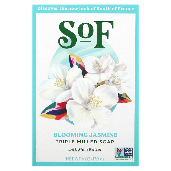 Blooming Jasmine, Овальное мыло французского помола с органическим маслом ши, 6 унций (170 г) SoF