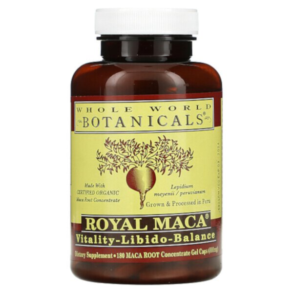 Royal Maca - 500 мг - 180 желатиновых капсул (250 мг на капсулу) - Whole World Botanicals Whole World Botanicals
