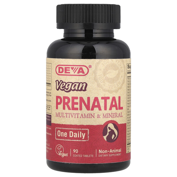 Vegan Prenatal Multivitamin & Mineral, One Daily, 90 Coated Tablets (Таблетки с покрытием) Deva