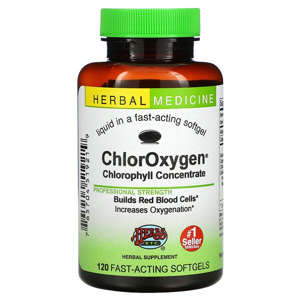 ChlorOxygen, Концентрат хлорофилла, 120 мягких таблеток быстрого действия Herbs Etc.