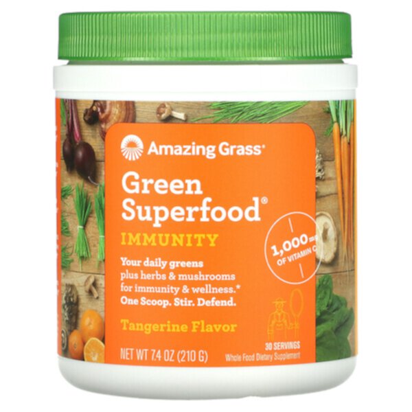 Green Superfood, Immunity, мандарин, 7,4 унции (210 г) Amazing Grass