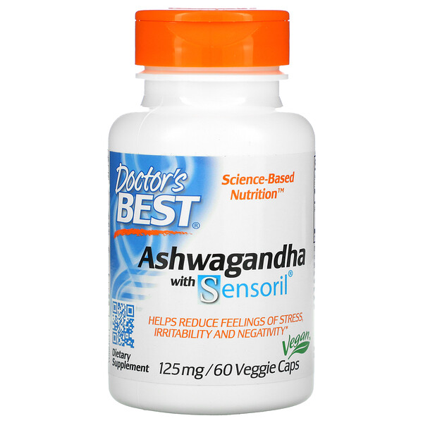 Ашваганда с Сенсорилом, 125 мг, 60 вегетарианских капсул Doctor's Best