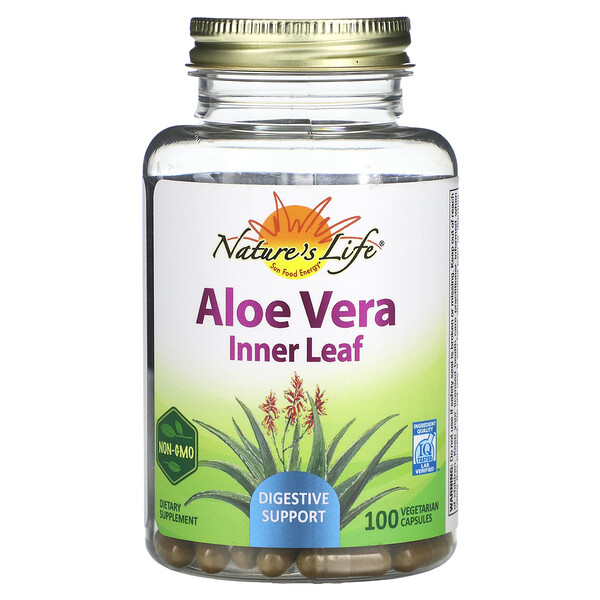 Алоэ Вера, внутренняя часть листа - 100 вегетарианских капсул - Nature's Herbs Nature's Herbs
