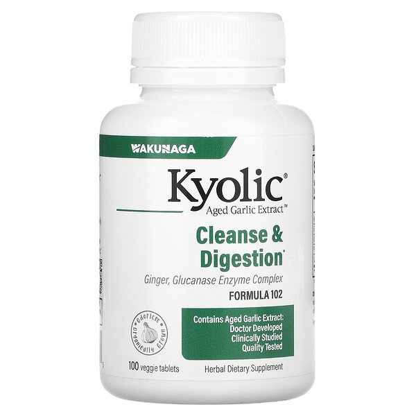 Экстракт выдержанного чеснока, Candida Cleanse & Digestion, формула 102, 100 вегетарианских таблеток Kyolic