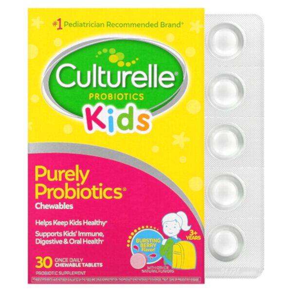 Kids, Purely Probiotics Chewables, от 3 лет, со вкусом ягод, 30 жевательных таблеток Culturelle