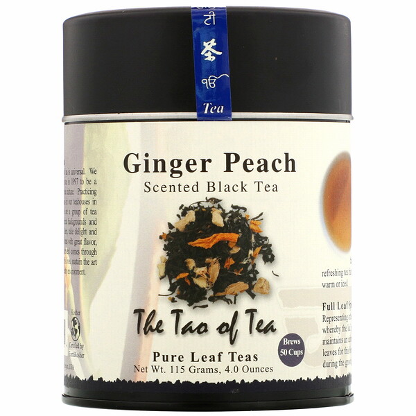 Ароматизированный черный чай, имбирь и персик, 4,0 унции (115 г) The Tao of Tea