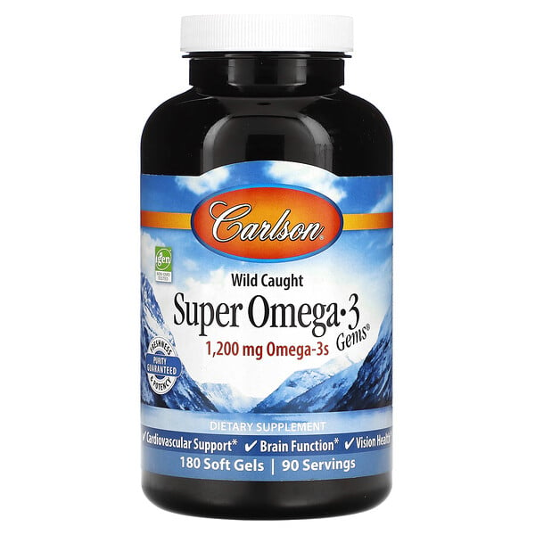 Wild Caught Super Omega-3 Gems, 600 мг, 180 мягких желатиновых капсул Carlson