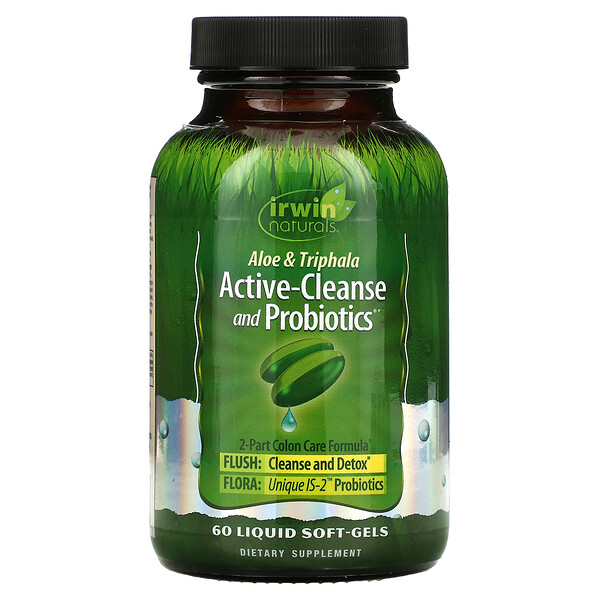 Aloe & Triphala Active-Cleanse and Probiotics, 60 мягких капсул с жидкостью Irwin Naturals