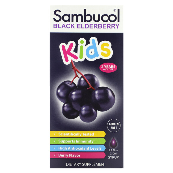 Сироп из черной бузины, для детей, со вкусом ягод, 7,8 жидких унций (230 мл) Sambucol