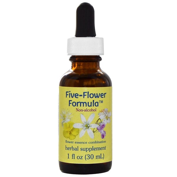 Five-Flower Formula, Комбинация цветочных эссенций, безалкогольная, 1 жидкая унция (30 мл) Flower Essence Services