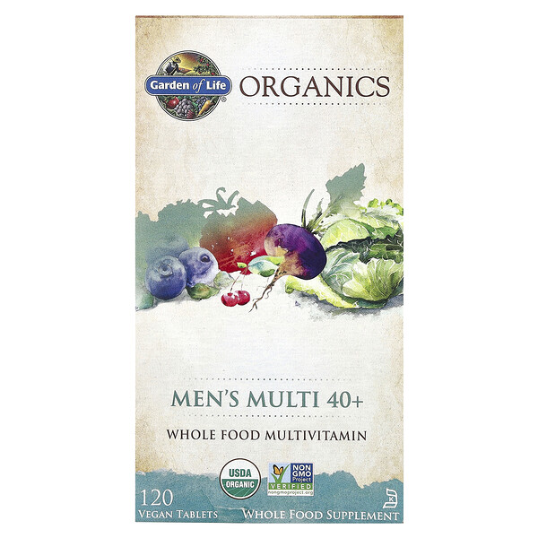 MyKind Organics, Men's Multi 40+, мультивитамины из цельных продуктов, 120 веганских таблеток Garden of Life