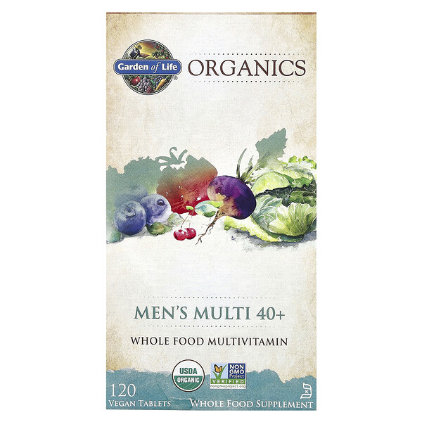 Organics, Men's Multi 40+, 120 Vegan Tablets (Таблетки) Garden of Life