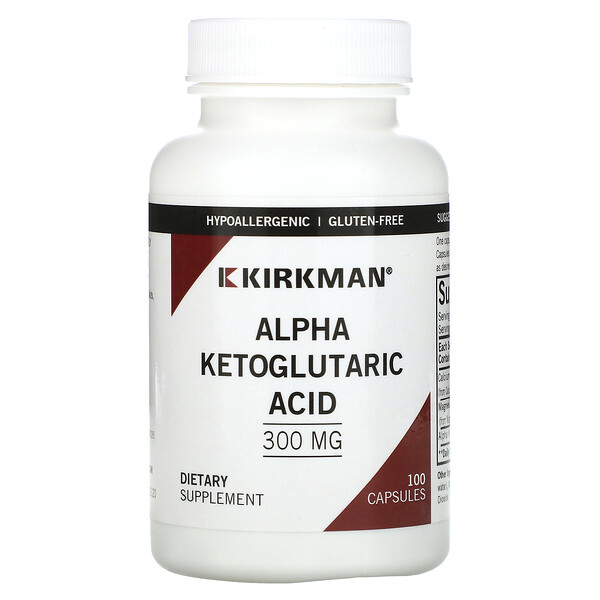 Альфа-кетоглутаровая кислота, 300 мг, 100 капсул Kirkman Labs