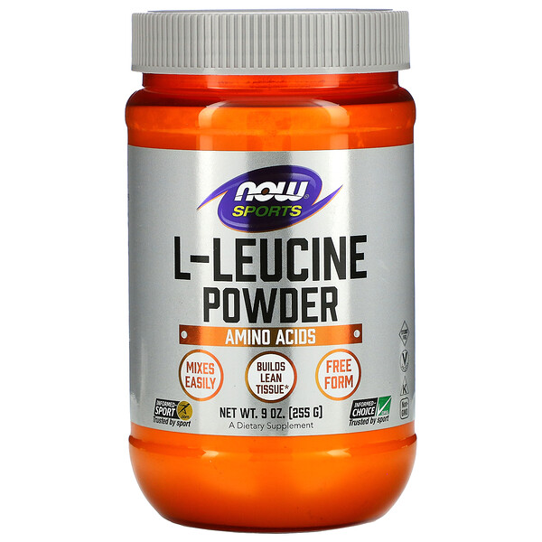 Sports, L-Leucine Powder (Порошок), 9 oz (Унции) (255 g) NOW Foods