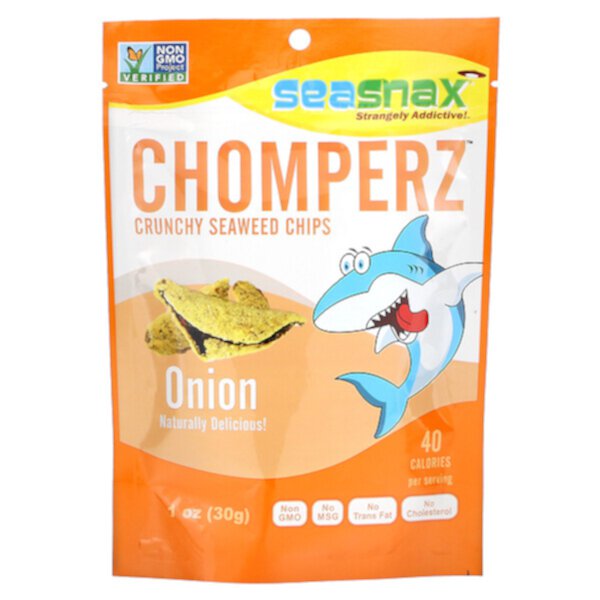 Chomperz, Хрустящие чипсы из морских водорослей, лук, 1 унция (30 г) SeaSnax