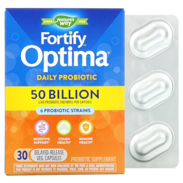 Fortify Optima Пробиотик - 50 миллиардов КОЕ - 30 капсул с замедленным высвобождением - Nature's Way Nature's Way