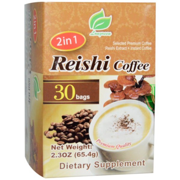 Кофе Рейши 2 в 1, 30 пакетиков по 2,3 унции (65,4 г) каждый Longreen