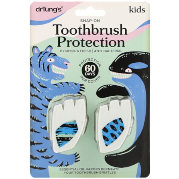 Детская защита зубных щеток Snap-On, 2 штуки Dr. Tung's