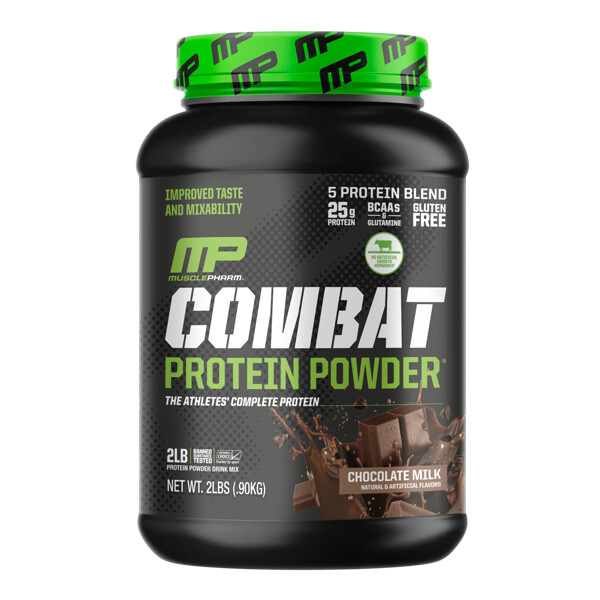 Combat Protein Powder, шоколадное молоко, 2 фунта (0,9 кг) MusclePharm