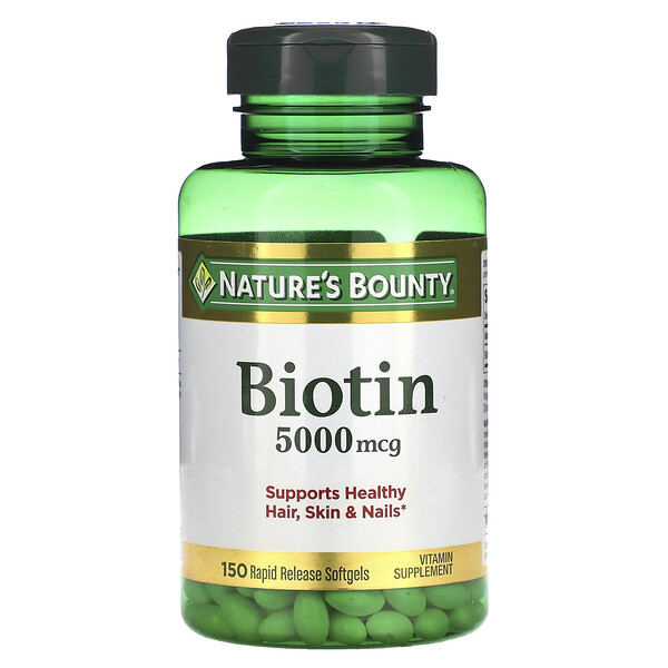 Биотин - 5000 мкг - 150 быстрорастворимых капсул - Nature's Bounty Nature's Bounty