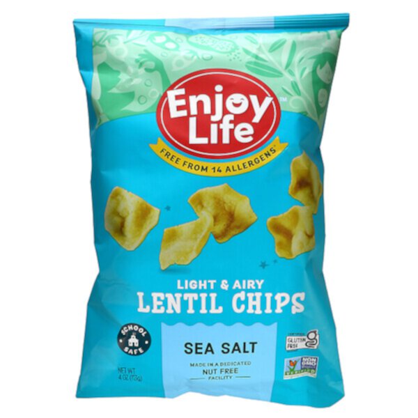 Легкие и воздушные чипсы из чечевицы, морская соль, 4 унции (113 г) Enjoy Life Foods