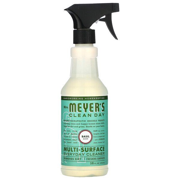 Ежедневное очищающее средство для различных поверхностей, аромат базилика, 16 жидких унций (473 мл) Mrs. Meyers Clean Day