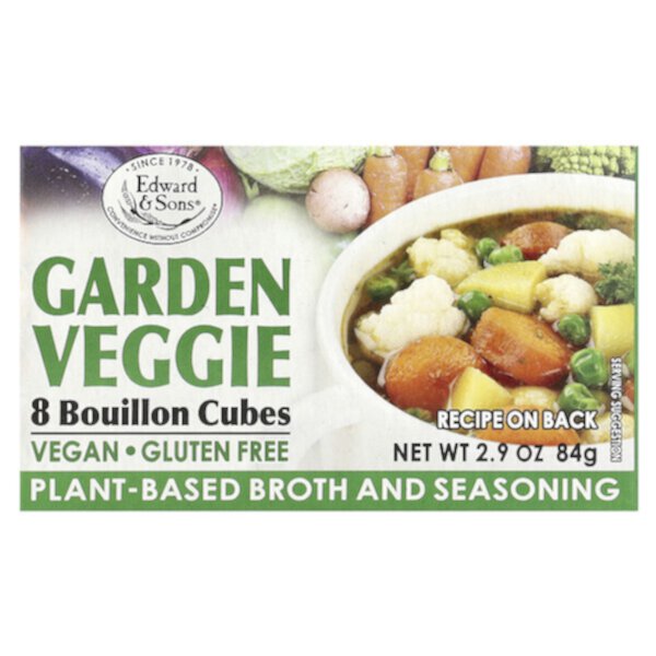 Garden Veggie, Бульонные кубики, 8 кубиков Edward & Sons