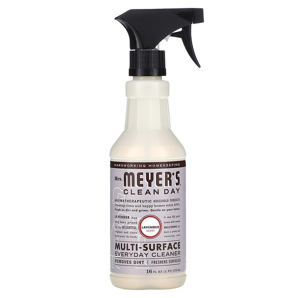 Ежедневное очищающее средство для различных поверхностей, аромат лаванды, 16 жидких унций (473 мл) Mrs. Meyers Clean Day