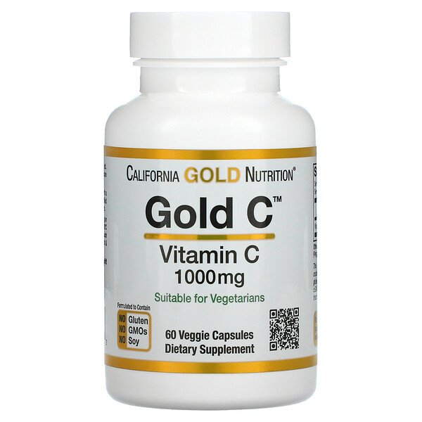 Gold C, витамин C, 1000 мг, 60 растительных капсул California Gold Nutrition