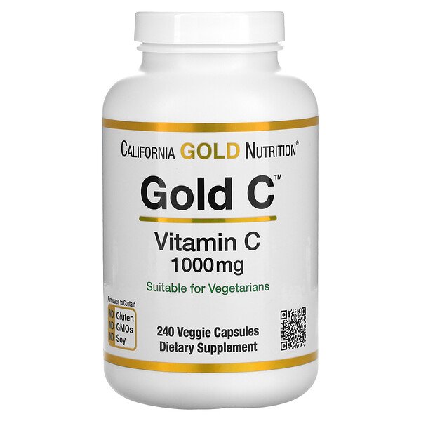 Gold C, витамин C, 1000 мг, 240 растительных капсул California Gold Nutrition