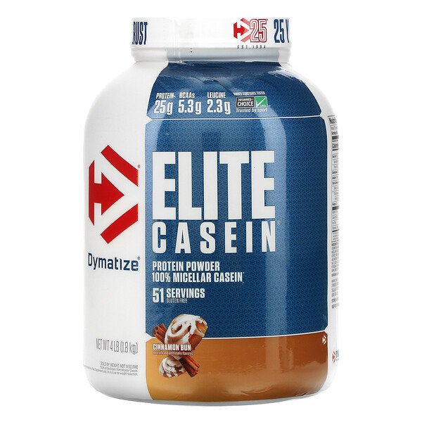 Elite Casein, булочка с корицей, 4 фунта (1,8 кг) Dymatize Nutrition