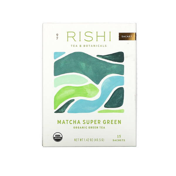 Органический зеленый чай, маття супер зеленый, 15 пакетиков, 1,42 унции (40,5 г) Rishi Tea