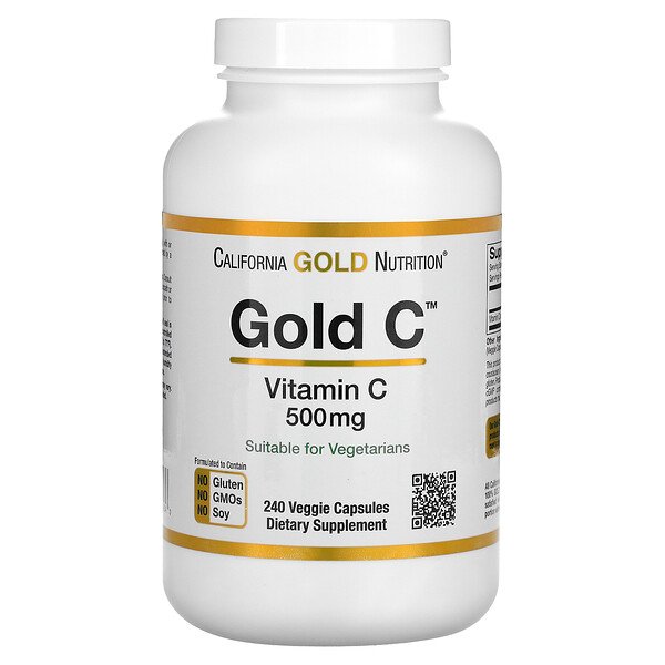 Gold C, витамин C, 500 мг, 240 растительных капсул California Gold Nutrition