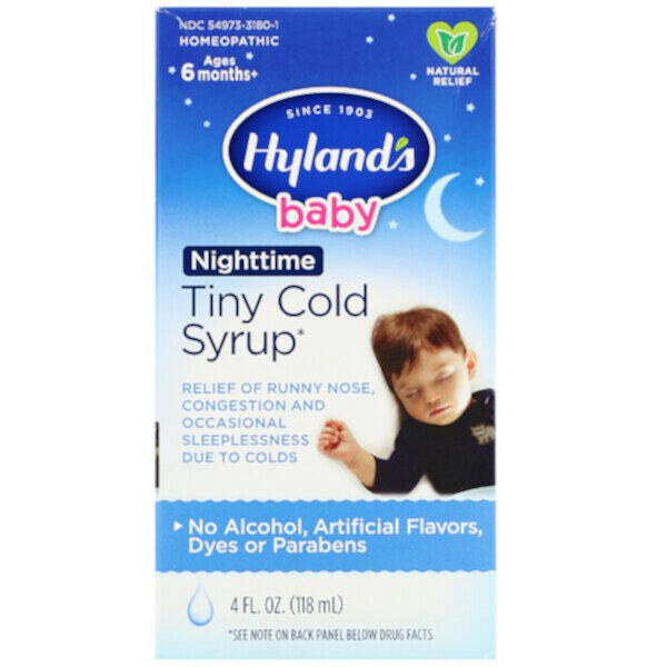 Baby, Крошечный сироп от простуды, ночной, от 6 месяцев, 4 жидких унции (118 мл) Hyland's