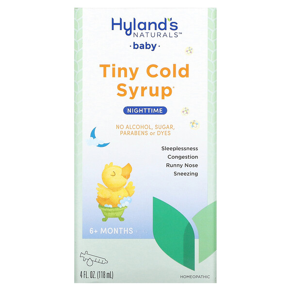 Baby, Крошечный сироп от простуды, ночной, от 6 месяцев, 4 жидких унции (118 мл) Hyland's Naturals