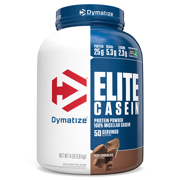 Elite Casein, насыщенный шоколад, 4 фунта (1,8 кг) Dymatize Nutrition