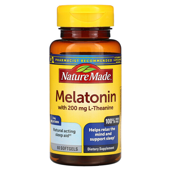 Мелатонин, 3 мг, 60 мягких таблеток Nature Made