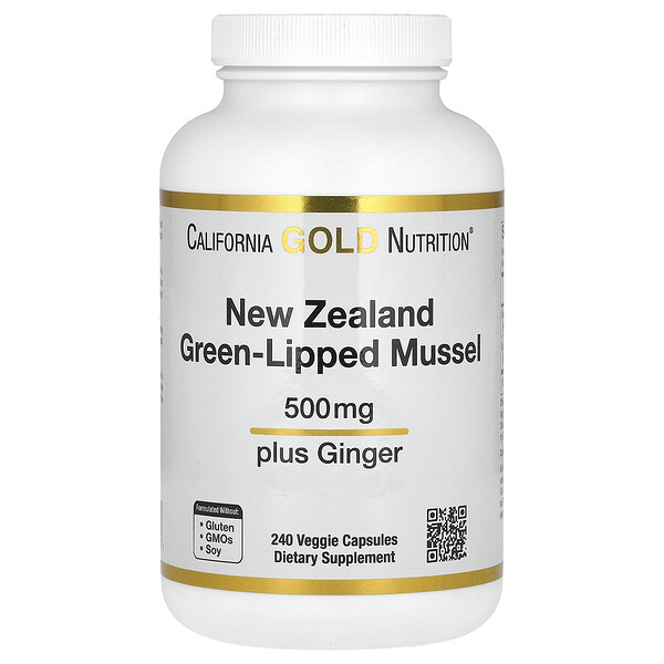 New Zealand, Green-Lipped Mussel Plus Ginger, Joint Health Formula, 500 mg, 240 Veggie Caps California Gold Nutrition