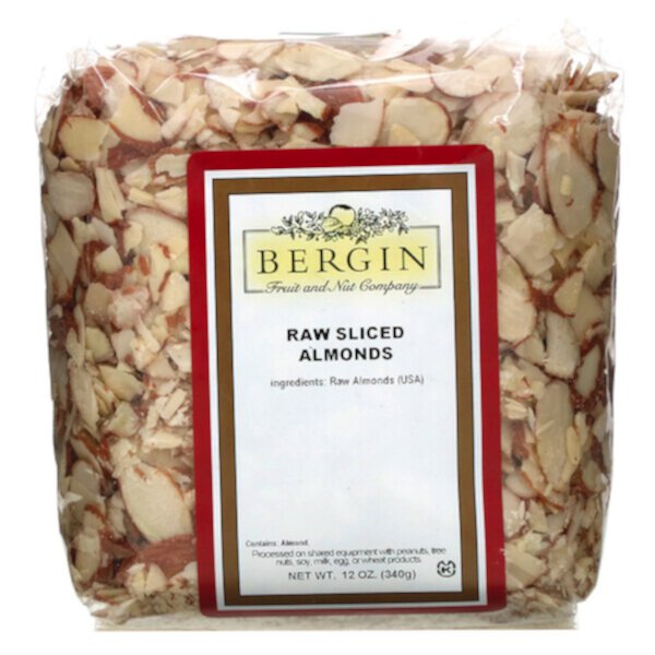 Нарезанный сырой миндаль, 12 унций (340 г) Bergin Fruit and Nut Company