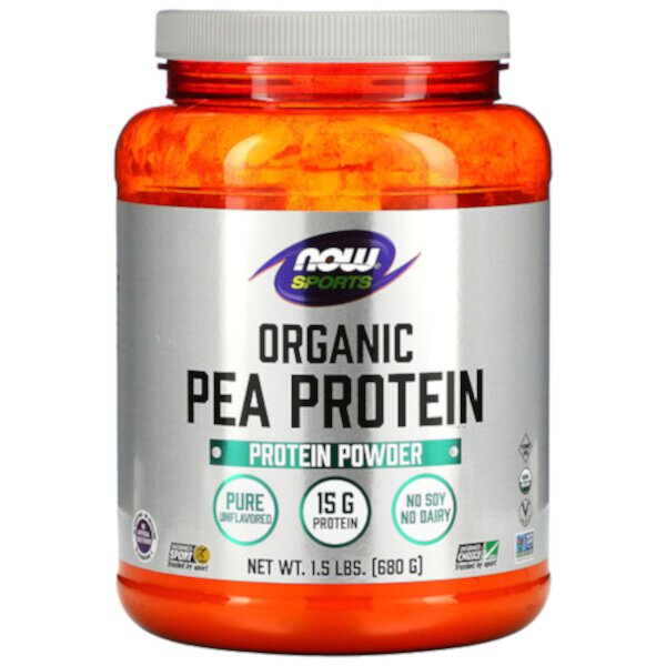 Sports, Порошок органического горохового протеина, чистый, без вкуса, 1,5 фунта (680 г) NOW Foods