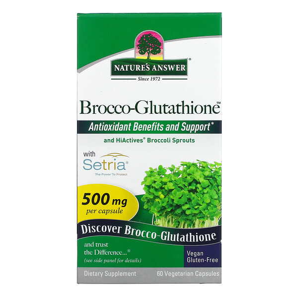 Брокко-глутатион, 500 мг, 60 вегетарианских капсул Nature's Answer
