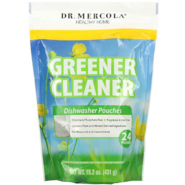 Greener Cleaner, Пакеты для посудомоечных машин, 24 пакета, 15,2 унции (431 г) Dr. Mercola