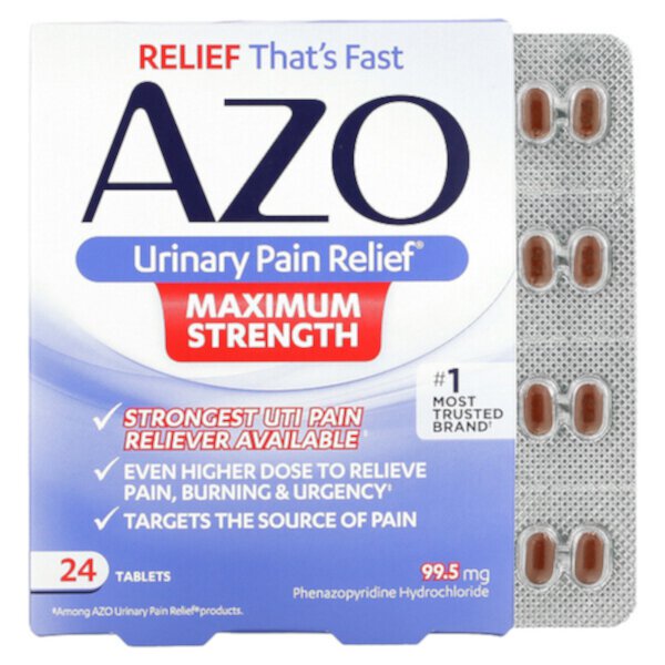 Средство от боли при мочеиспускании, максимальная сила, 24 таблетки Azo